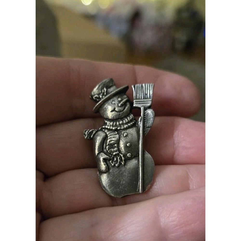 Quick Cooking Snowman Brooch Pewter Pin Limited Edition Vintage
